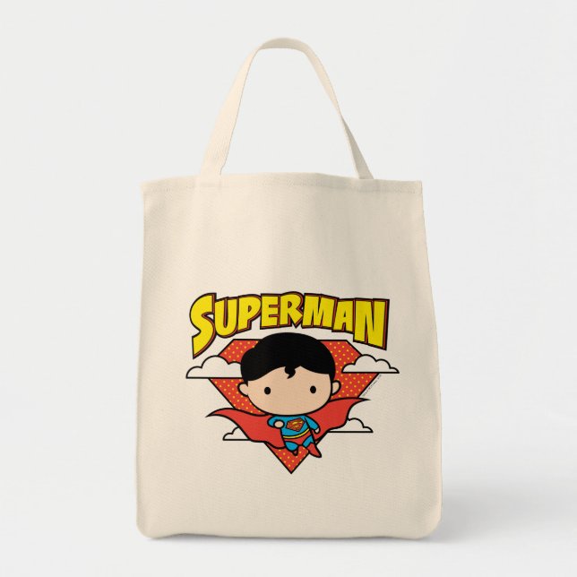 Tote Bag Chibi Superman Polka Dot Shield et nom (Devant)