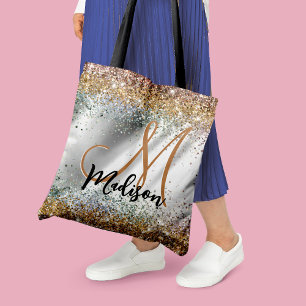 Tote Bag Chic argent or fausse parties scintillant monogram