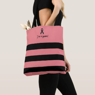 Tote Bag Chic Black Pink Je suis un survivant du cancer du