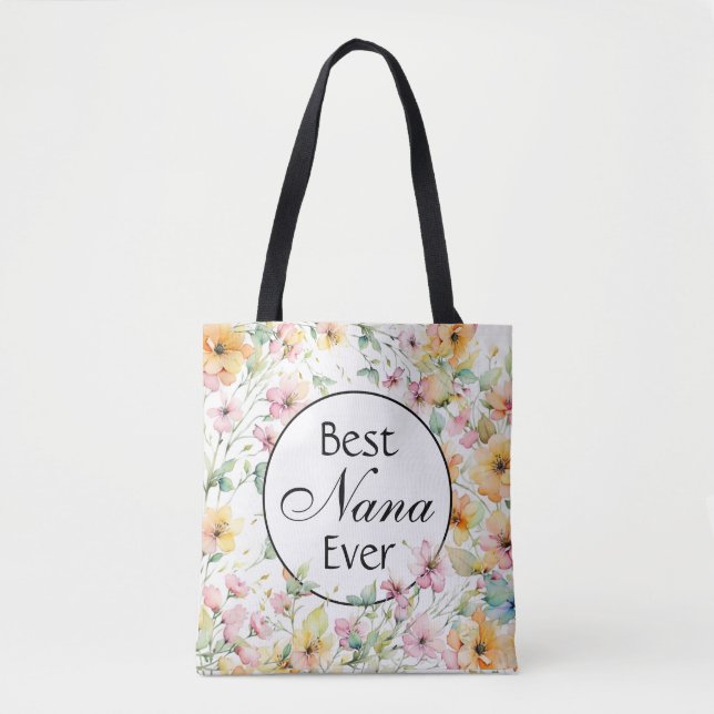 Tote Bag Chic Boho Orange Rose Aquarelle Fleurs sauvages (Devant)