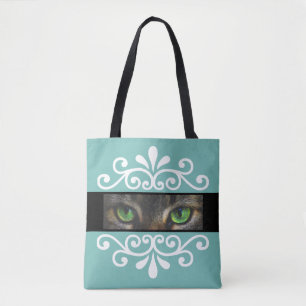 Tote Bag Chic floral vecteur yeux de chat photo personnalis