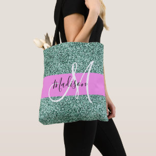 Tote Bag Chic Glam rose Vert Parties scintillant Étincelle