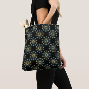 Tote Bag Chic Gold & Green Asian Style Motif