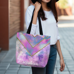 Tote Bag Chic holographique girly élégant rose