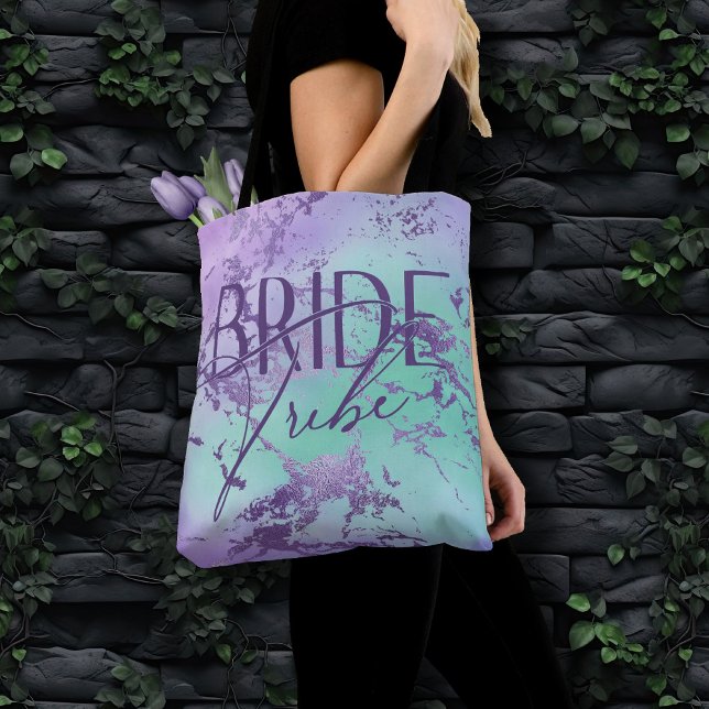 Tote Bag Chic Marble | Lavande Violet et Menthe Bride Tribe (Créateur téléchargé)