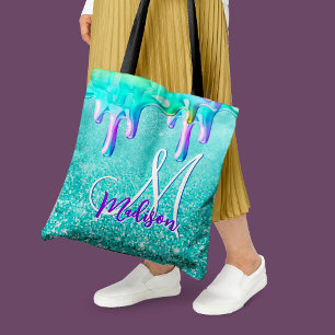 Tote Bag Chic mint ombre parties scintillant unicorn goutte