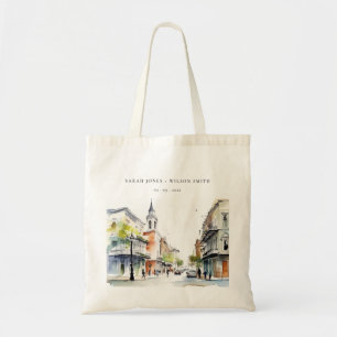 Tote Bag Chic New Orleans Louisiana Mariage aquarelle