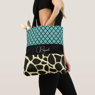 Tote Bag Chic Quatrefoil Giraffe Impression personnalisée