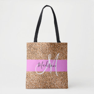 Tote Bag Chic rose et Citrouille Parties scintillant étince