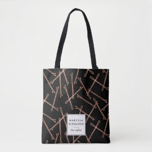 Tote Bag Chic Rose Gold Bobby Pins Noir Personnalisé
