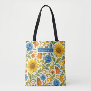 Tote Bag Chic Sicilien Coloré Feuille Floral Art Motif