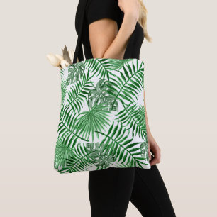 Tote Bag Chic Tropical Green Palm Tree Feuille Art d'été
