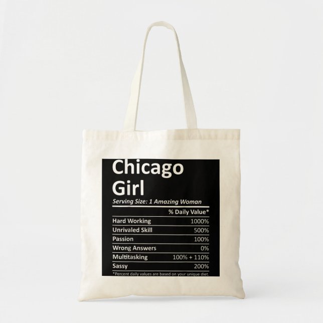 Tote Bag CHICAGO GIRL IL ILLINOIS Funny City Accueil Racine (Devant)