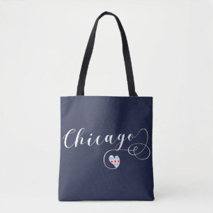 Tote Bag Chicago Heart Grocery Sac, Illinois
