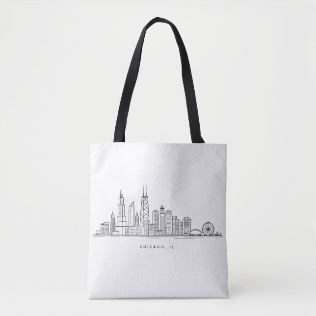 Tote Bag Chicago IL Cityscape Illustration (Devant)