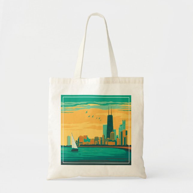 Tote Bag Chicago, IL - Profitez du bord de mer (Devant)