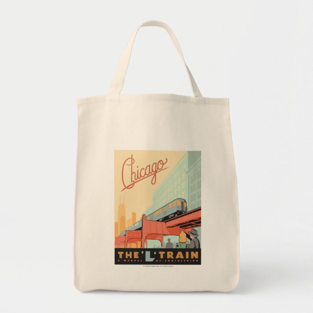 Tote Bag Chicago, IL - Train "L" (Devant)