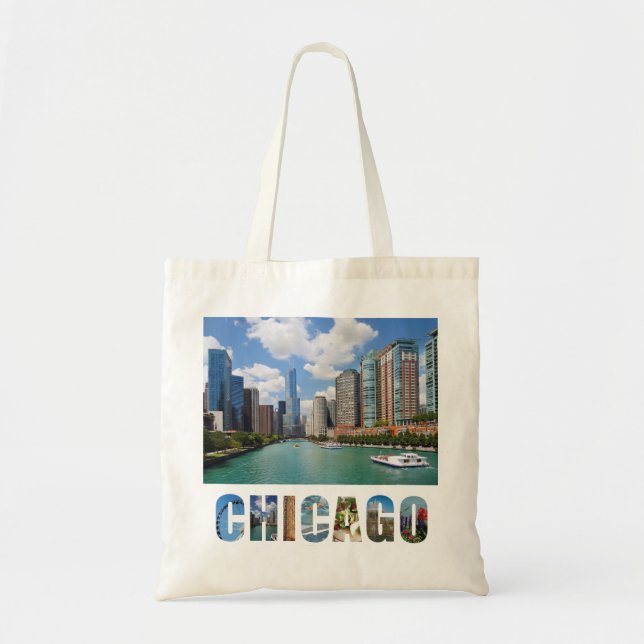 Tote Bag Chicago Illinois River City Skyline (Devant)