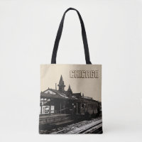 Chicago L 1950 Watercolor Sepia Photograph