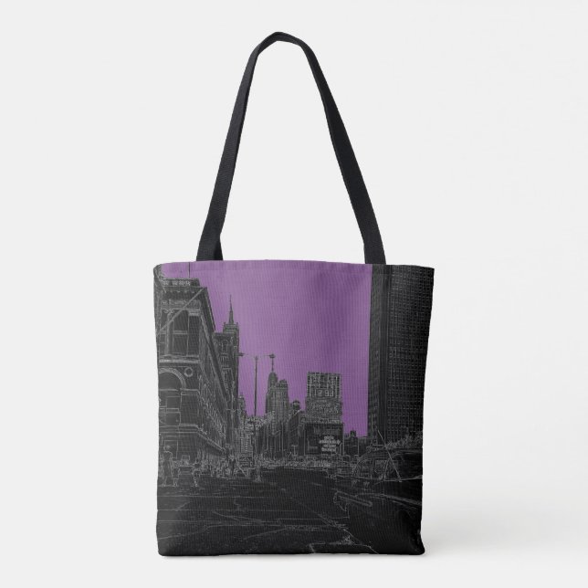 Tote Bag Chicago Michigan Avenue Les arêtes brillantes des  (Dos)