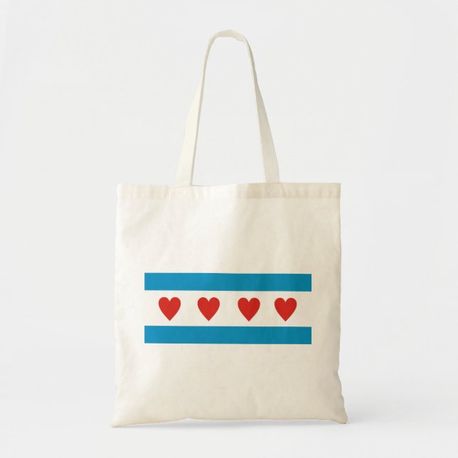 Tote Bag chicago ville amour drapeau coeurs usa états-unis  (Devant)