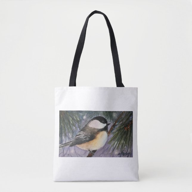 Tote Bag Chickadee sur la branche Fourre-tout (Devant)
