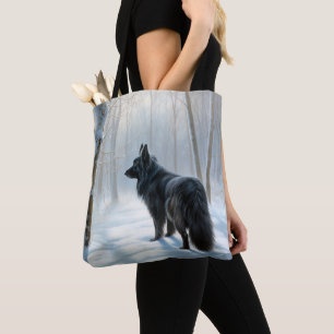 Tote Bag Chien à neiger belge Noël