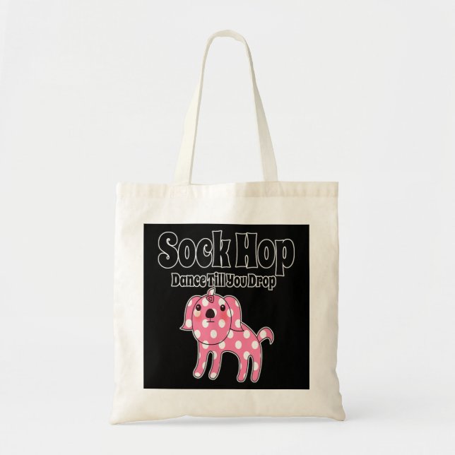 Tote Bag Chien à pois rose à côtelette des années 1950 (Devant)