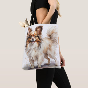 TOTE BAG CHIEN À POIVRE EN PAPILLON BROWN ET BLANC