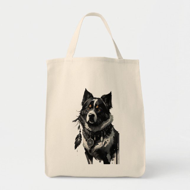 Tote Bag chien, attrapeur de rêves, amulet, talisman, (Devant)