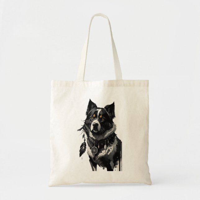 Tote Bag chien, attrapeur de rêves, amulet, talisman, (Devant)