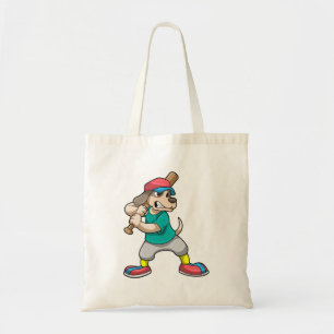 Tote Bag Chien au baseball avec batte de baseball