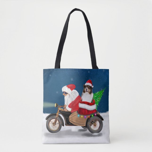 Tote Bag Chien australien Noël Père Noël (Devant)