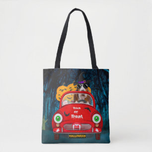 Tote Bag Chien Basset Hound Conduisant une Voiture Hallowee
