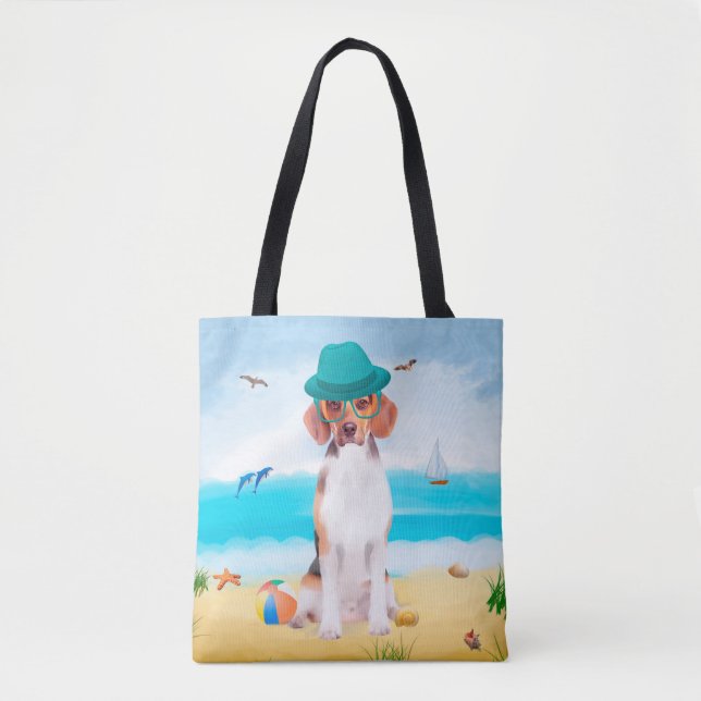 Tote Bag Chien beagle Sur La Plage (Devant)