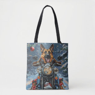 Tote Bag Chien berger allemand équitation moto Noël