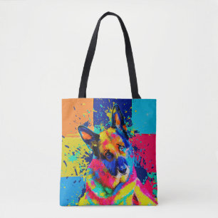 Tote Bag Chien berger allemand - Plongée de couleurs pop a