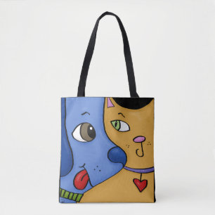 Tote Bag Chien bleu et manteau orange