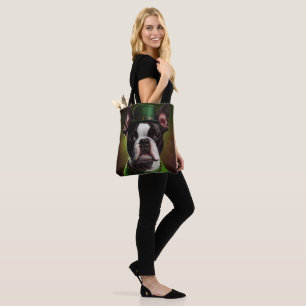 Tote Bag Chien Boston Terrier en robe de la Saint-Patrick