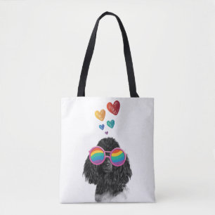 Tote Bag Chien Caniche avec coeurs Saint-Valentin