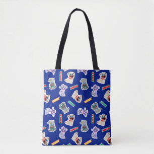 Tote Bag Chien Chien Chien Pals bleu Motif de caractères