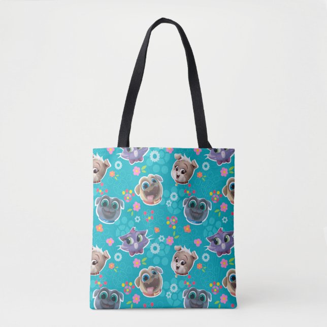 Tote Bag Chien Chien Pal | Modèle floral (Devant)