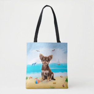Tote Bag Chien Chihuahua sur la Plage