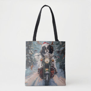 Tote Bag Chien Chin japonais équitation moto Noël