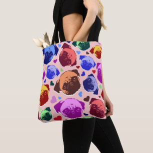 Tote Bag Chien Chiot Carlin Style PopArt Rétro