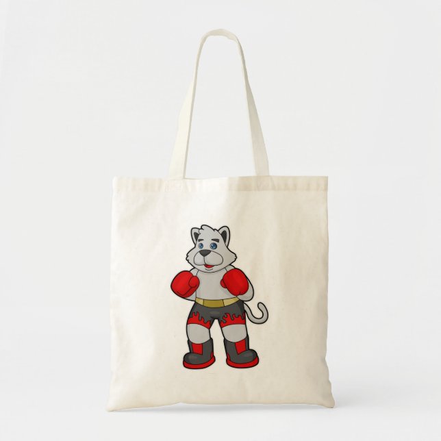 Tote Bag Chien comme boîte avec gants de boxe (Devant)