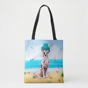 Tote Bag Chien Dalmation sur la plage