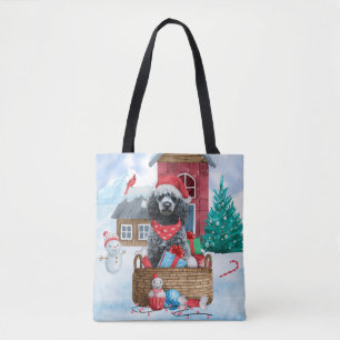 Tote Bag Chien de caniche dans la neige Maison de chien de