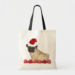 Tote Bag Chien de carlin de Noël