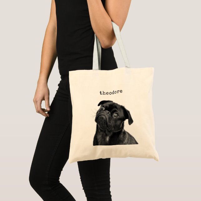 Tote Bag Chien de compagnie personnalisé Nom photo Keepsaké (Devant (produit))